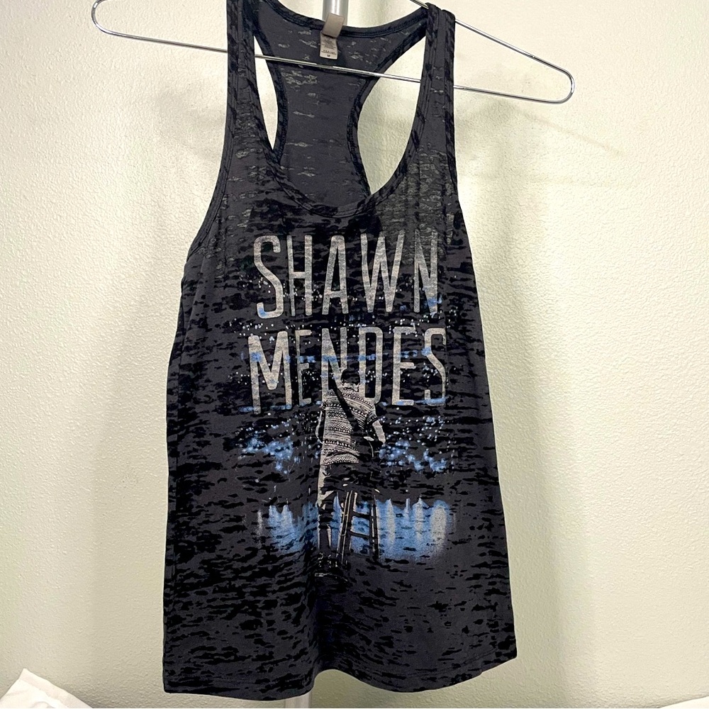 Next Level Apparel burnout gray racerback Shawn Mendes graphic band tank sz M